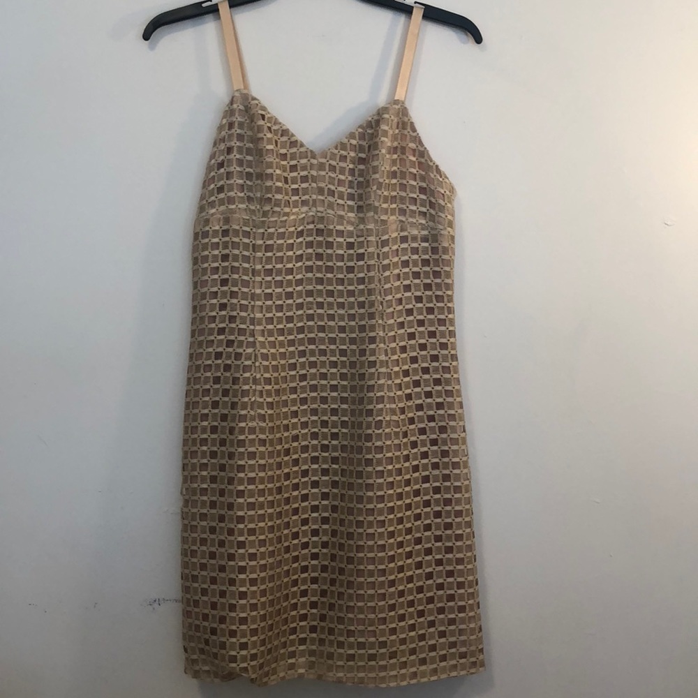 Gold checkered slip dress